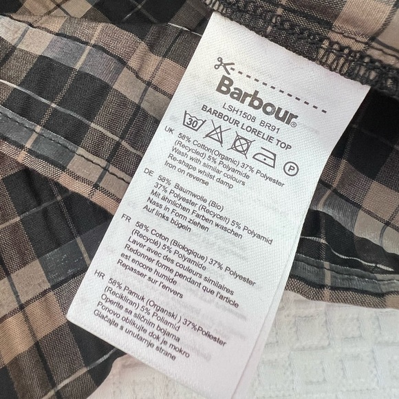NWT BARBOUR Lorelie Seersucker Blouse in Praline Check Size 8 - Picture 10 of 14